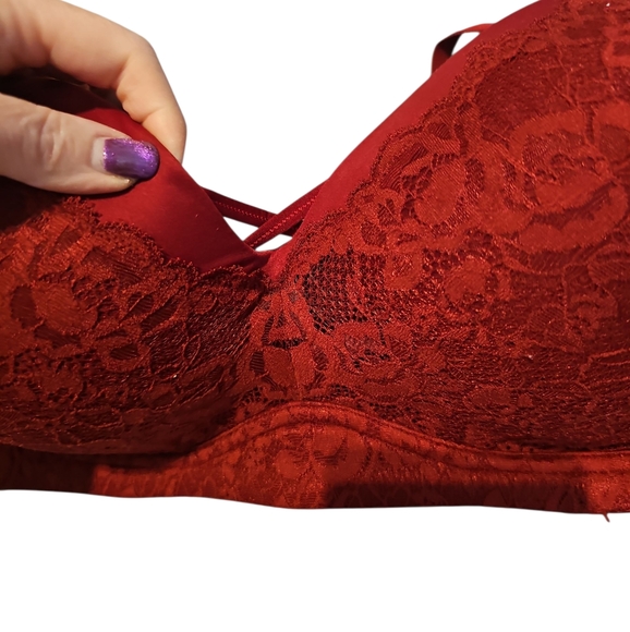 Torrid Dream Wire-Free Push-Up Bra Red Lace Back Smoothing Sz 44DD - Picture 3 of 4